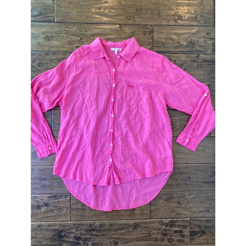 Sundry Hot Pink Cotton Button Up Love Shirt Women's 3 Resortwear Coverup